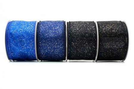Solid Color Glitter Sprinkled Wired Ribbon_KF9889.KF9890